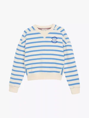 Tommy Hilfiger Gestreifter Relaxed Fit Pullover CALICO BASE BLUE SPELL STRIPE New