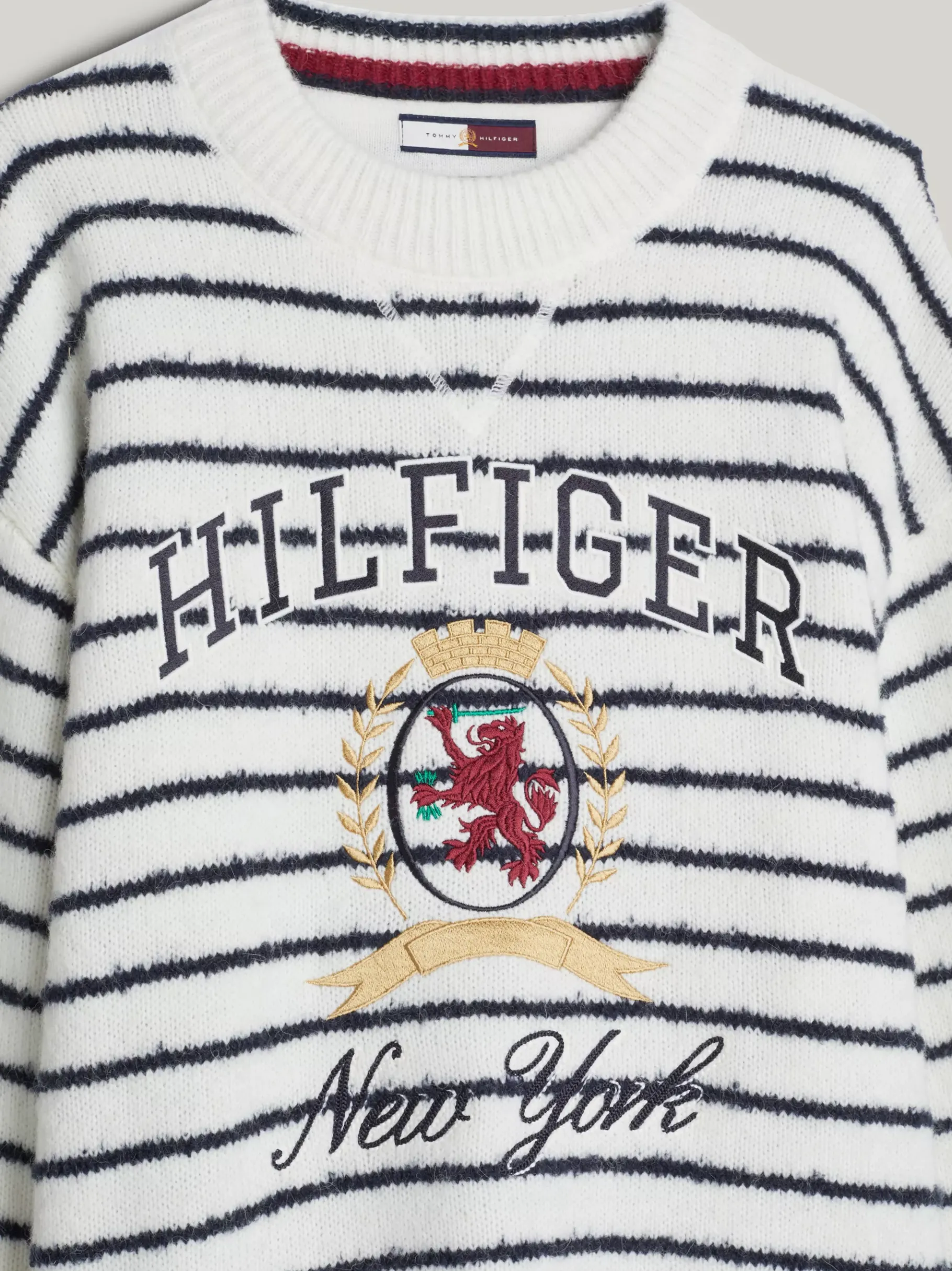 Tommy Hilfiger Gestreifter Relaxed Fit Pullover mit Wappen BLUE STRIPE Cheap