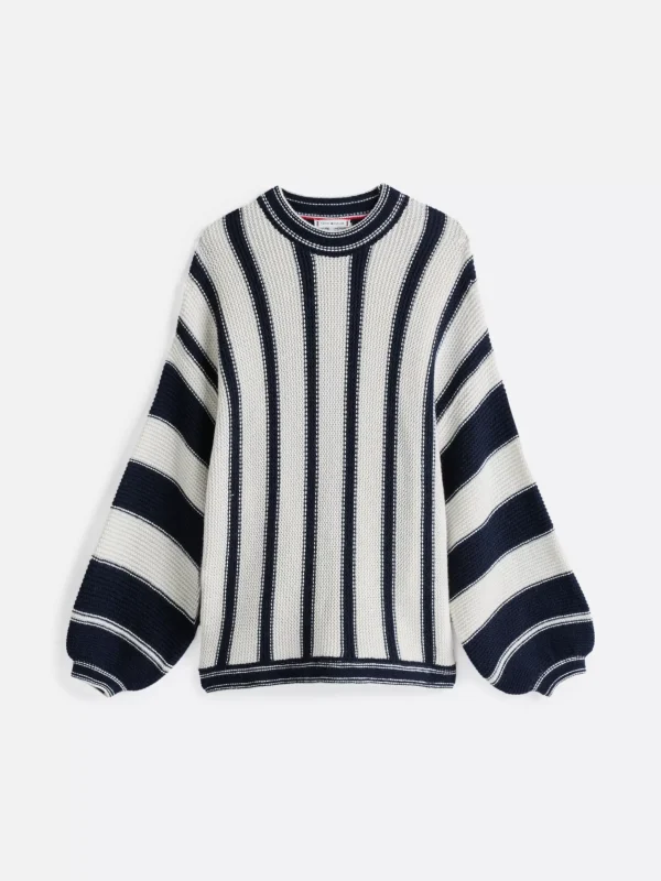Tommy Hilfiger Gestreifter Relaxed Fit Pullover mit Kaschmir MIX STP DARK NIGHT NAVY/ IVORY P Store