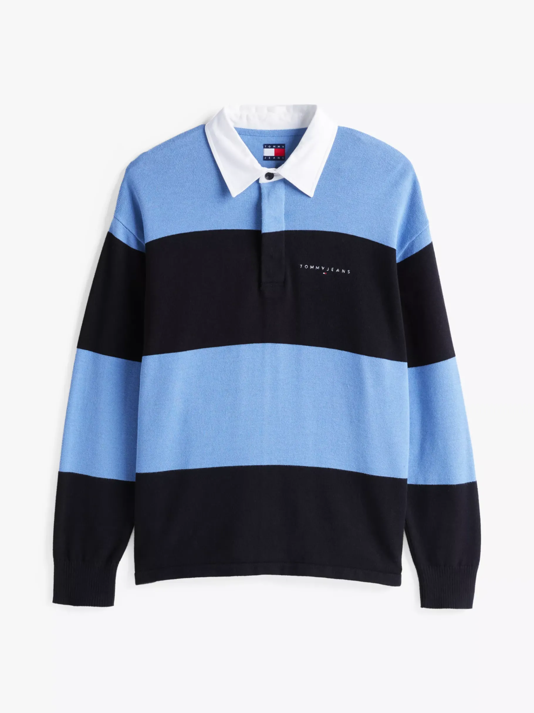 Tommy Hilfiger Gestreifter Relaxed Fit Rugby-Pullover BLACK / COLORADO BLUE STRIPE Online