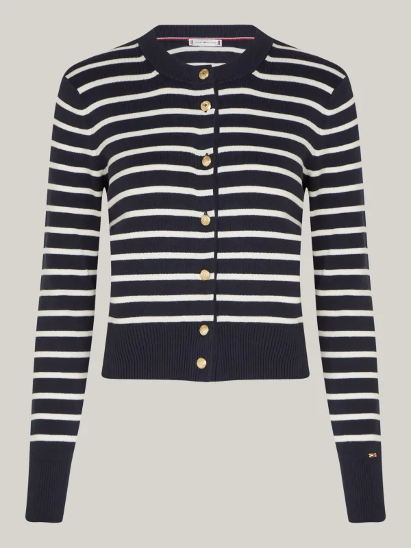 Tommy Hilfiger Gestreifter Slim Fit Cardigan BRETON STP IVORY PETAL/DSRT SKY Outlet