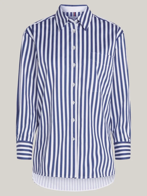 Tommy Hilfiger Gestreiftes Oversized Fit Hemd BANKER STP ANCIENT/ DESERT SKY Store