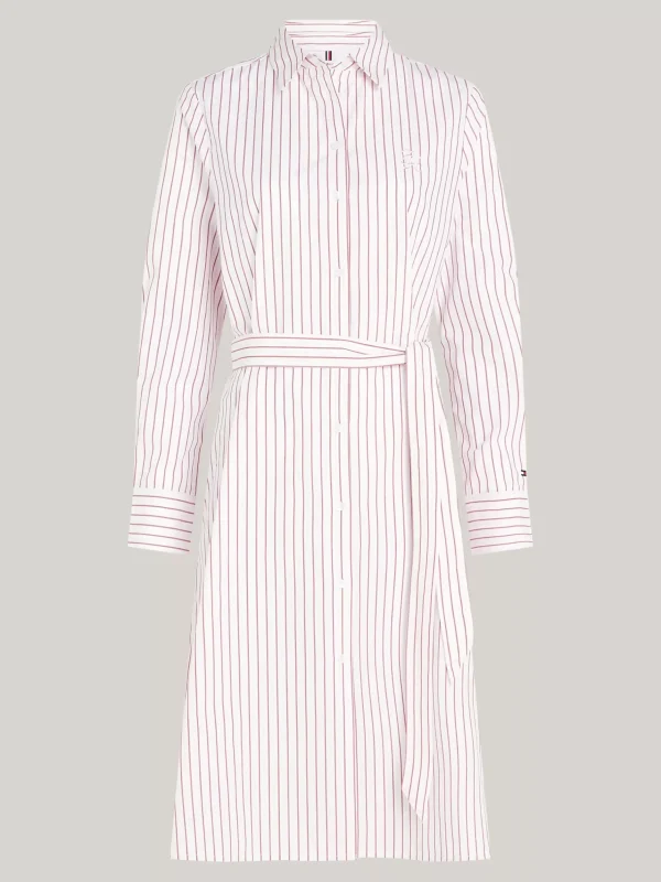 Tommy Hilfiger Gestreiftes Regular Fit Hemdkleid mit Logo CLASSIC SHIRTING STP/ PINK Store