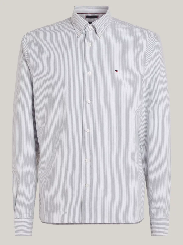 Tommy Hilfiger Gestreiftes Regular Fit Oxford-Hemd ORNAMENTAL GREEN / OPTIC WHITE Online