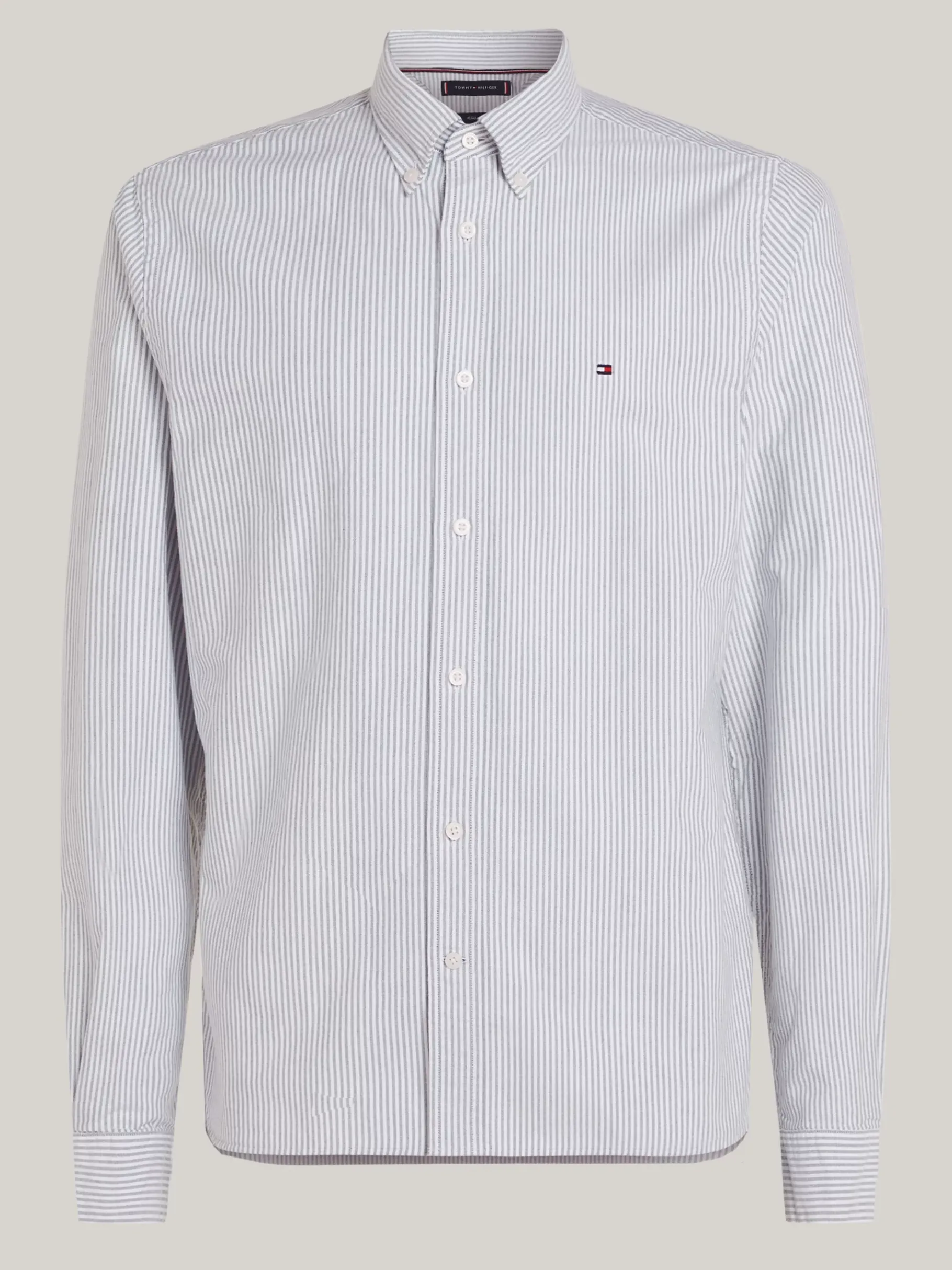 Tommy Hilfiger Gestreiftes Regular Fit Oxford-Hemd ORNAMENTAL GREEN / OPTIC WHITE Online