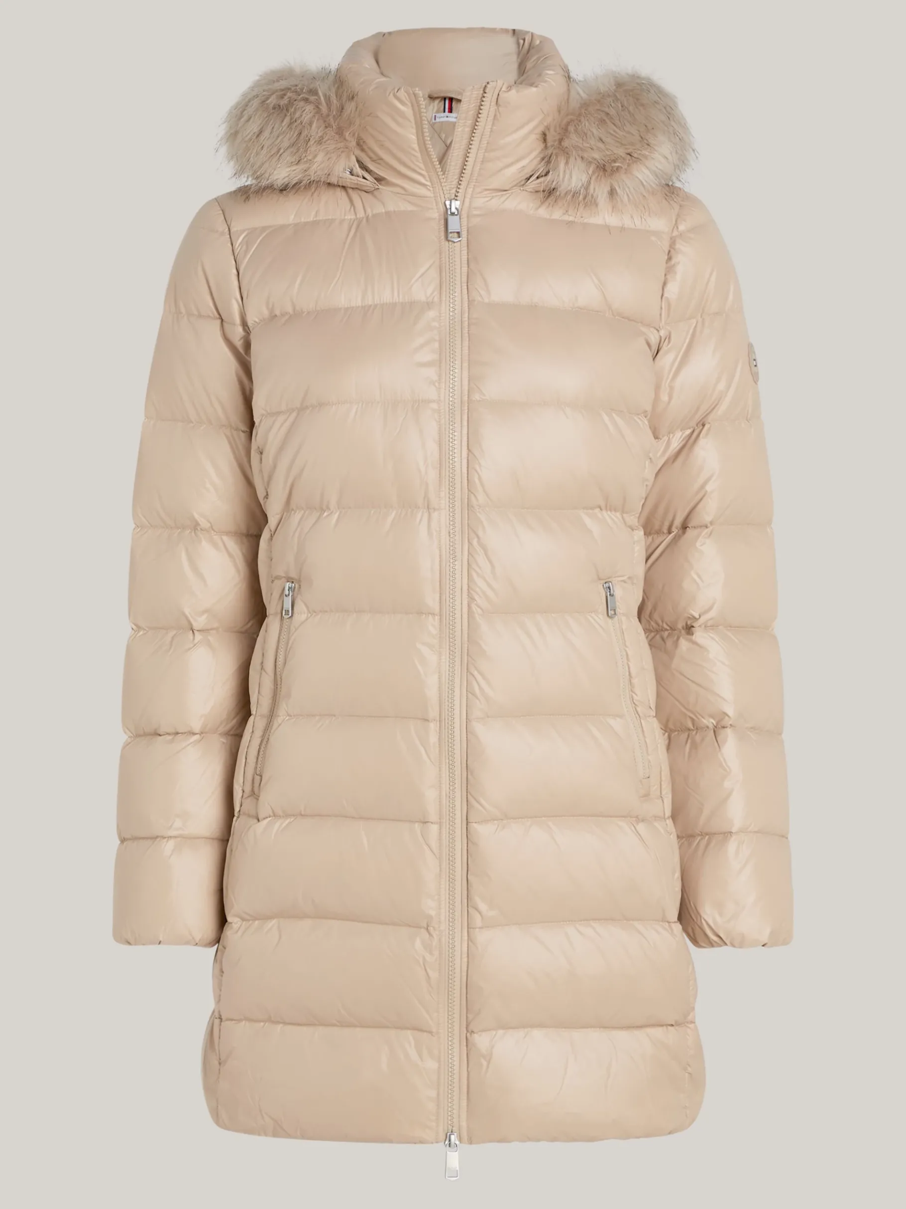 Tommy Hilfiger Glänzender daunengefüllter Puffermantel BEIGE Online