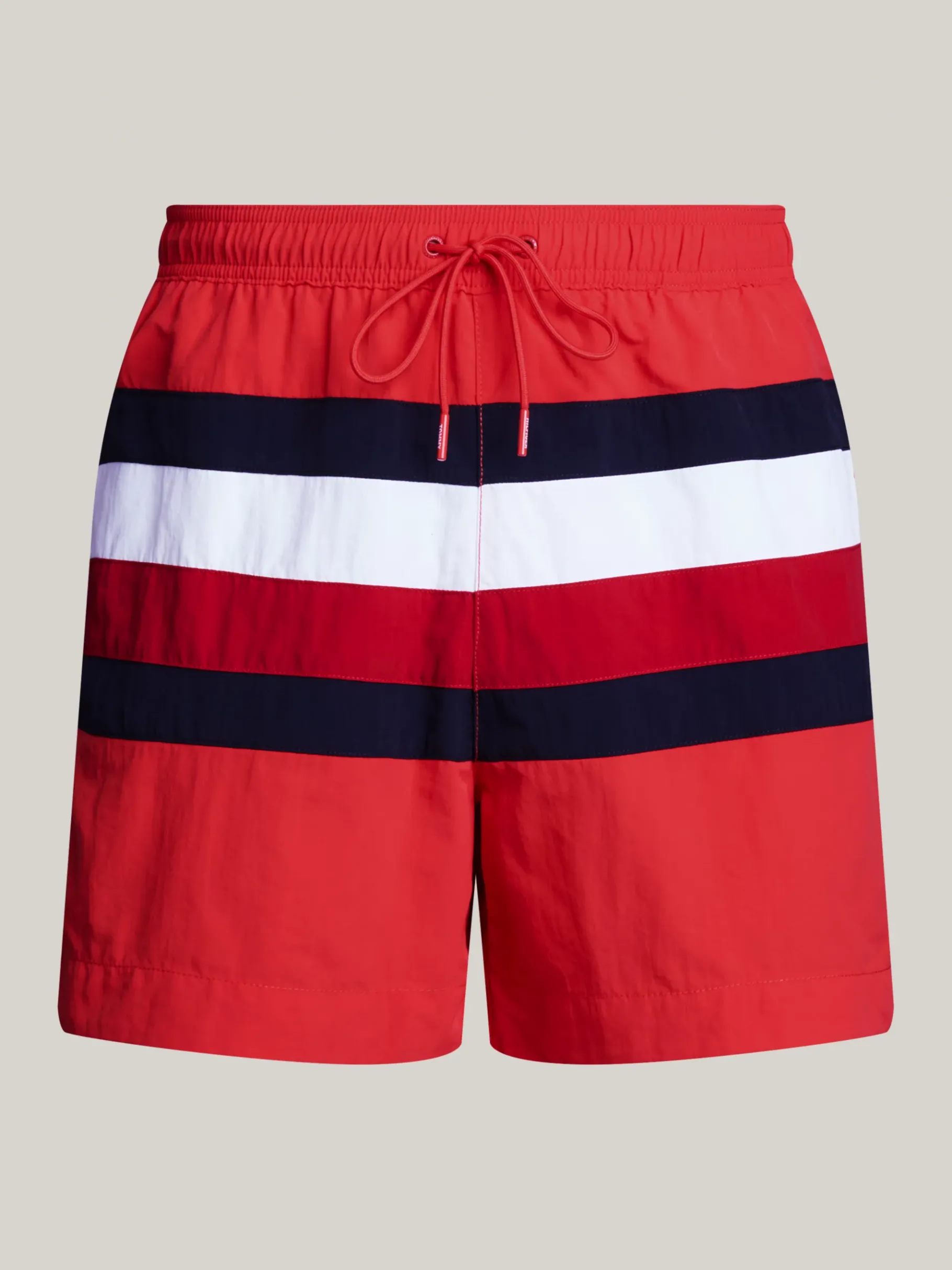 Tommy Hilfiger Global Stripe mittellange Tunnelzug-Badeshorts DARING SCARLET Cheap