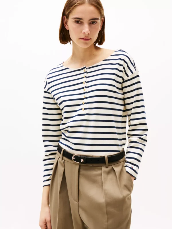 Tommy Hilfiger Henley-Langarmshirt CALICO/DARK NIGHT NAVY STP Fashion