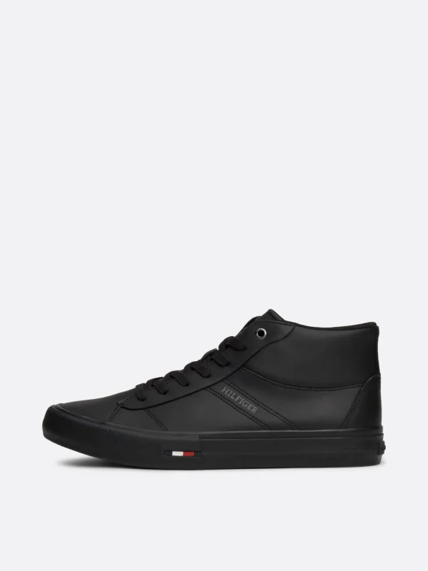 Tommy Hilfiger High-Top Lace-up Ledersneaker BLACK Cheap
