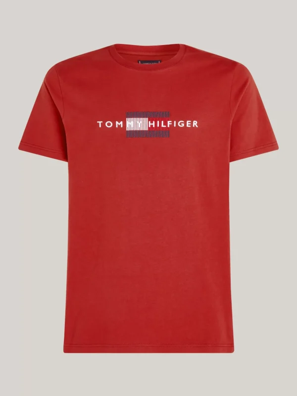 Tommy Hilfiger Hilfiger Flag T-Shirt mit Stickerei DARK MAGMA Discount