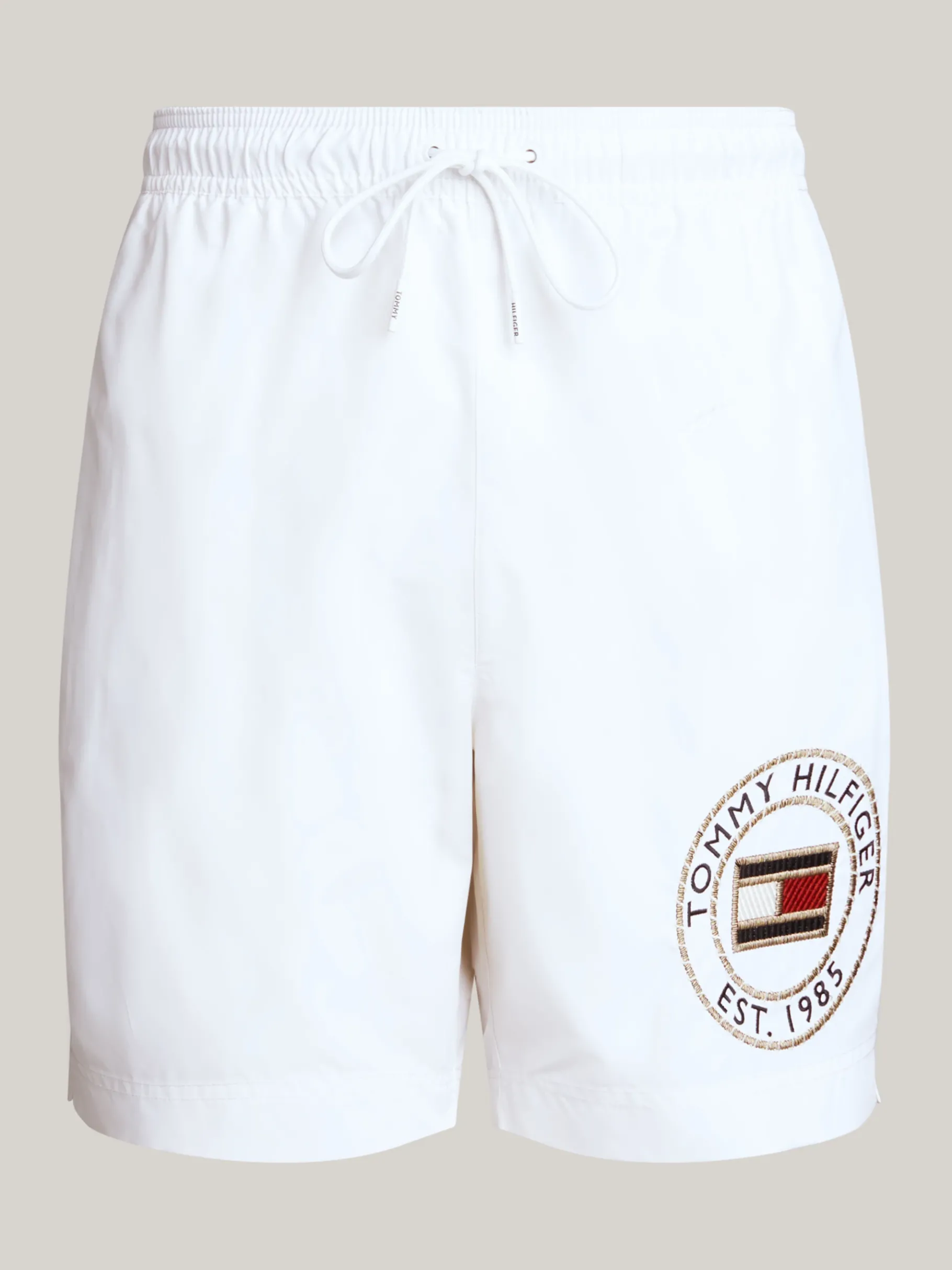 Tommy Hilfiger Hilfiger Logo lange Badeshorts mit Tunnelzug WHITE Cheap