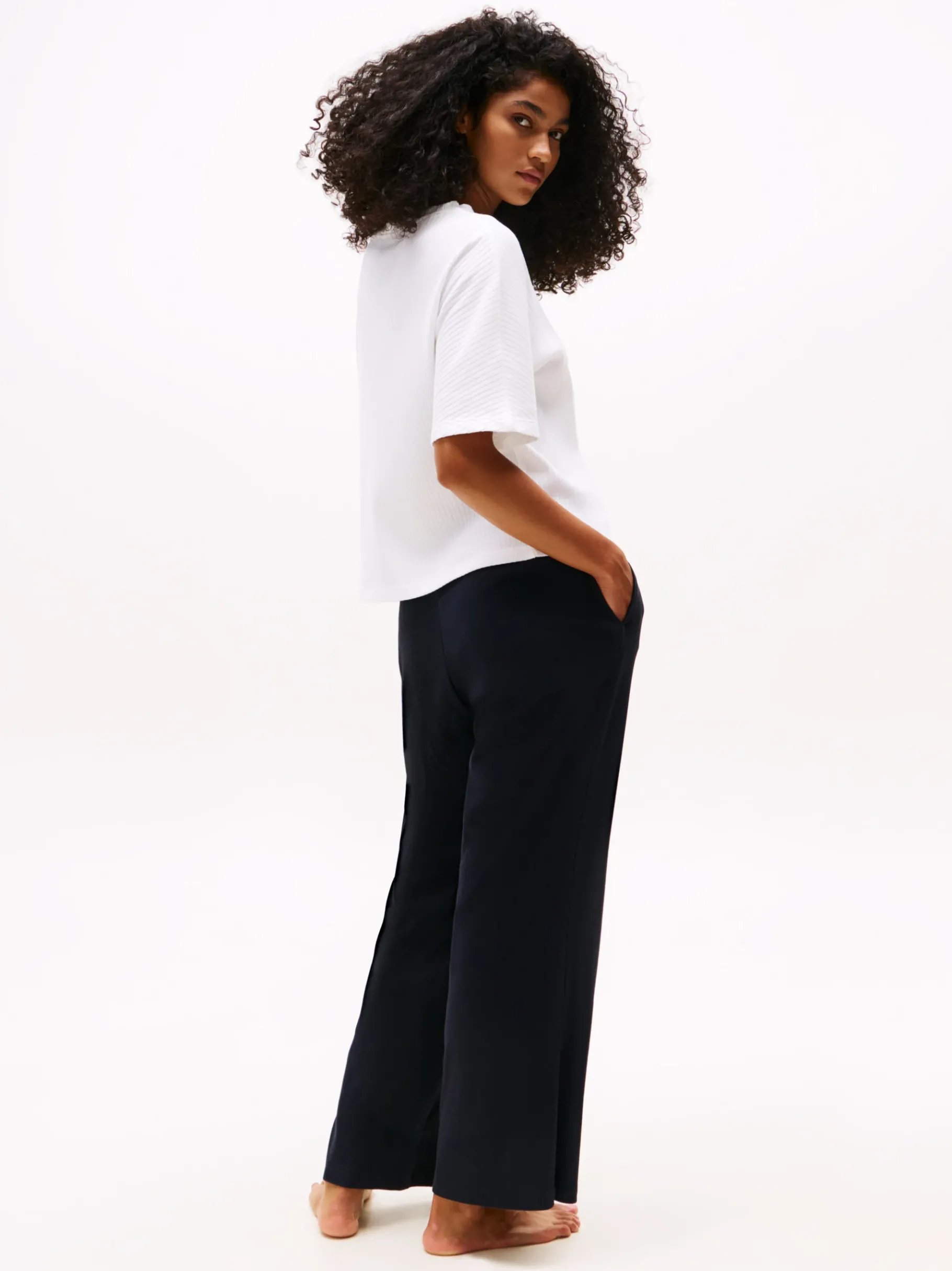 Tommy Hilfiger Hilfiger Monotype geripptes Lounge-T-Shirt WHITE Discount