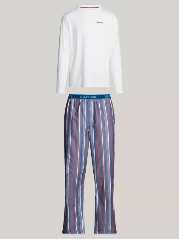 Tommy Hilfiger Hilfiger Monotype gewebter Pyjama mit Print WHITE / MONOTYPE STRIPES INDIGO Fashion
