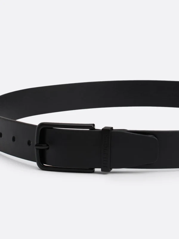 Tommy Hilfiger Hilfiger Monotype gleichfarbiger Ledergürtel BLACK Hot