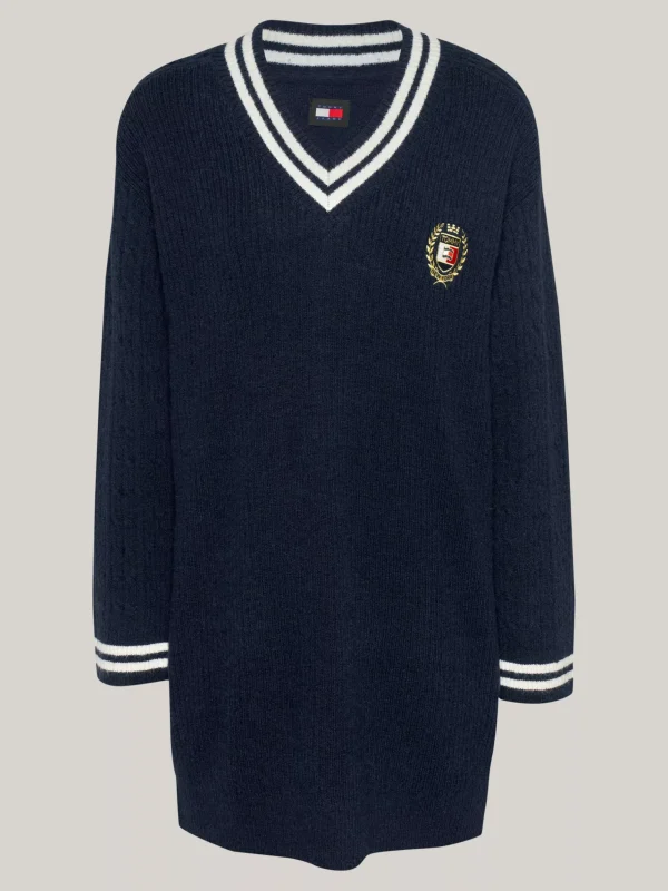 Tommy Hilfiger Hilfiger Prep Pulloverkleid mit V-Ausschnitt DARK NIGHT NAVY Discount
