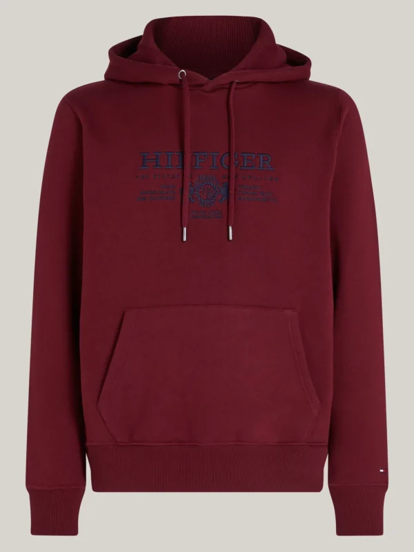 Tommy Hilfiger Hoodie mit aufgesticktem Wappen DEEP ROUGE Outlet