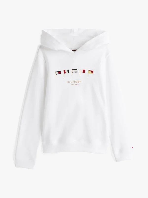 Tommy Hilfiger Hoodie mit Flaggen-Stickereien WHITE Clearance