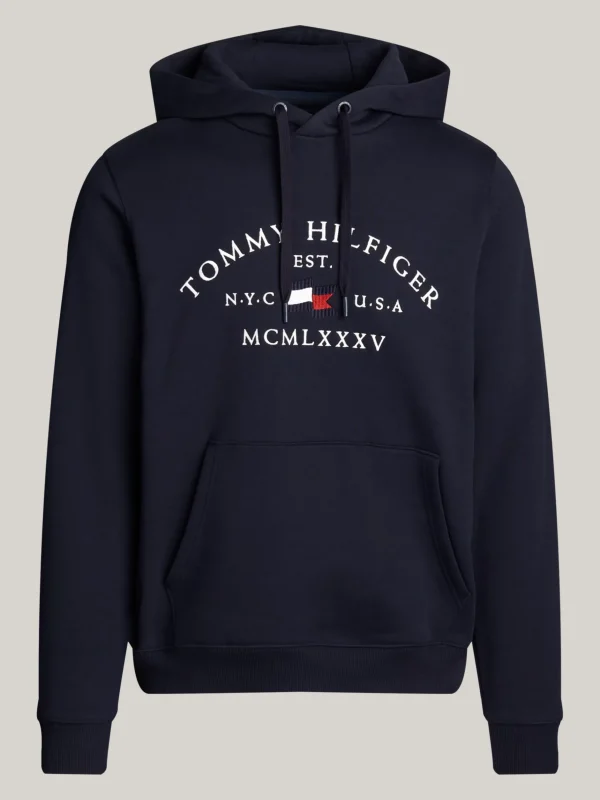 Tommy Hilfiger Hoodie mit Tunnelzug und gebogenem Logo DESERT SKY Best