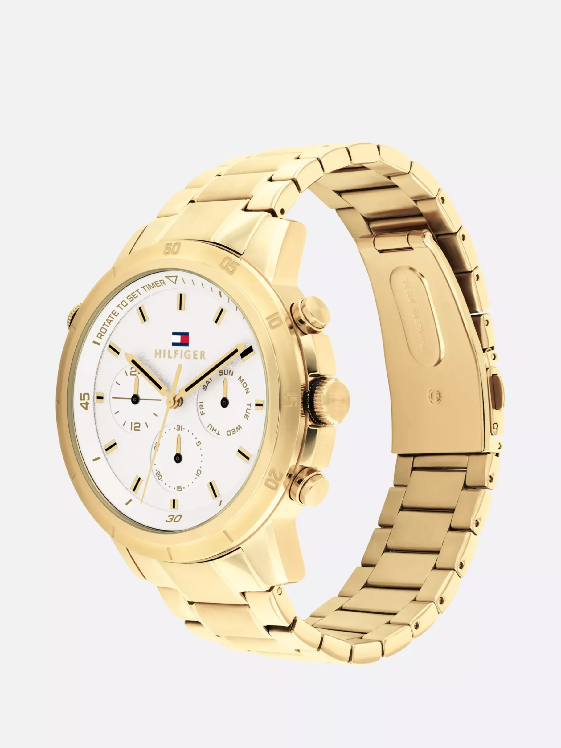 Tommy Hilfiger Ionenplattierte verete Armbanduhr GOLD Clearance