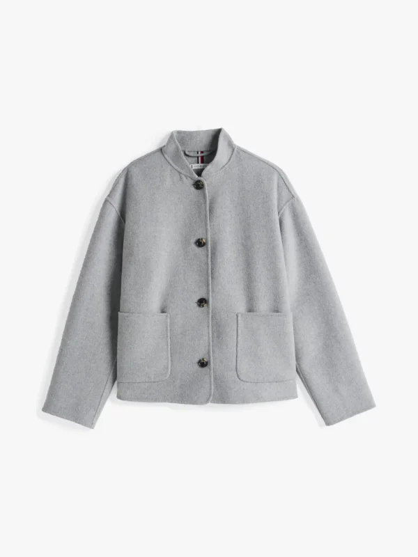 Tommy Hilfiger Jacke aus Wollmix mit Baseball-Kragen LIGHT GREY HTR Online