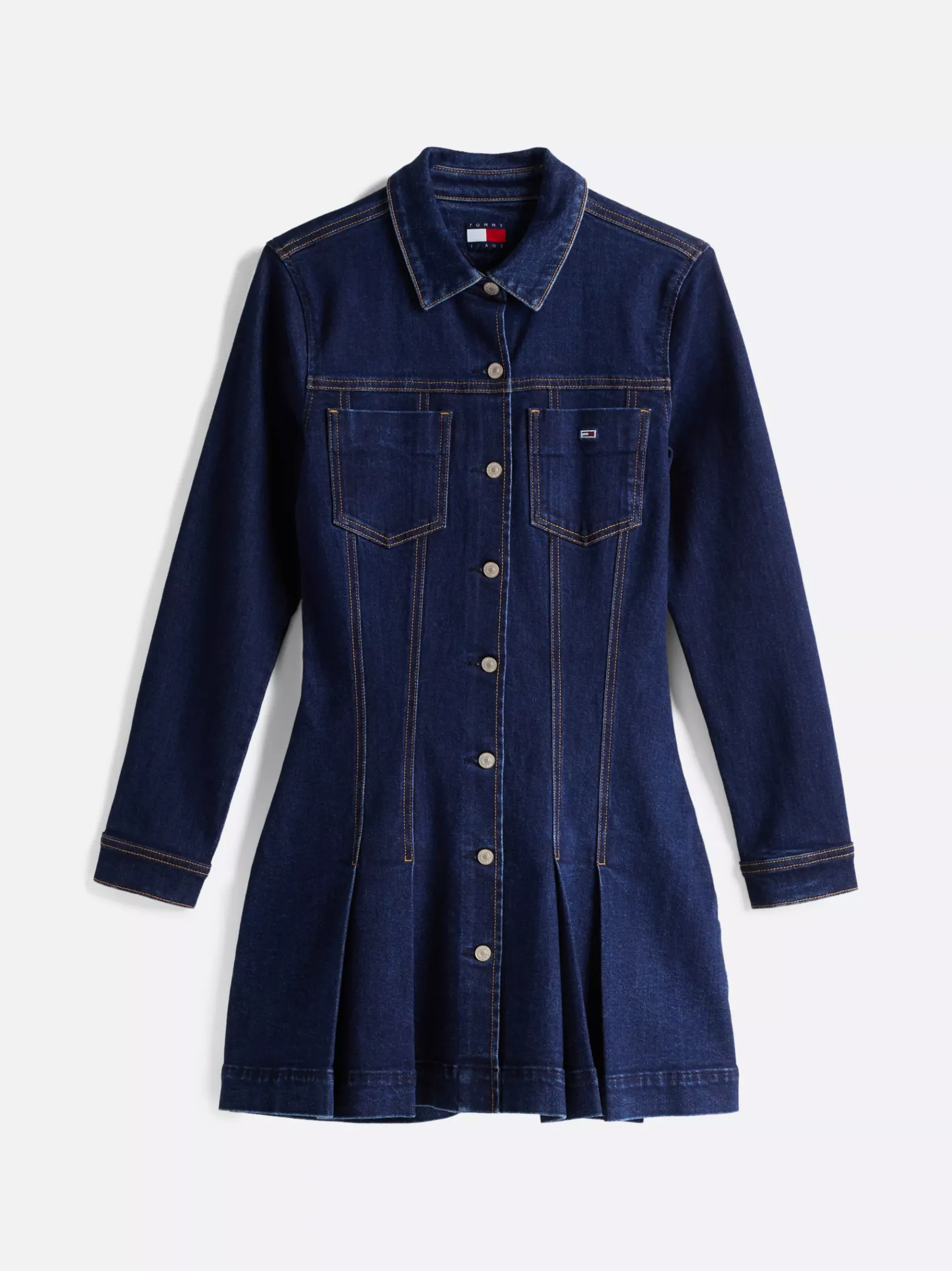 Tommy Hilfiger Jeans-Hemdkleid in Mini-Länge mit Falten INDIGO BLUE Cheap