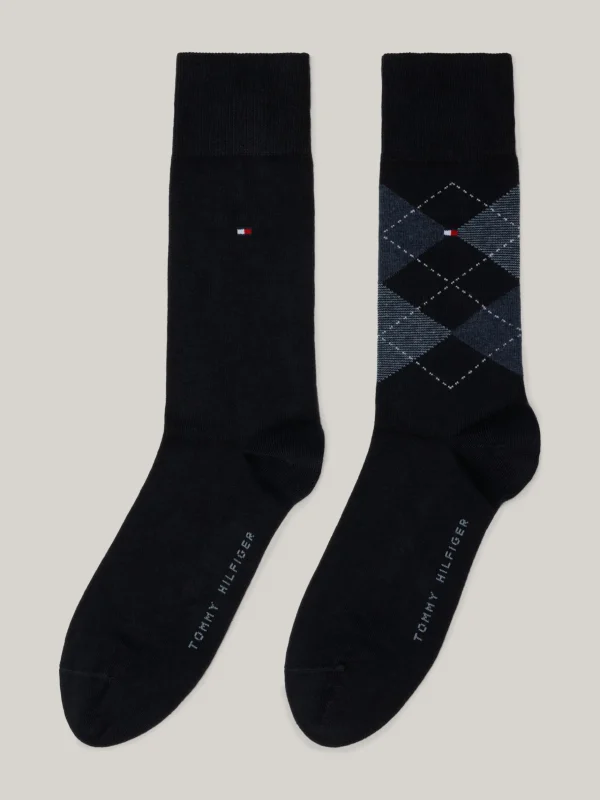 Tommy Hilfiger Karierte Socken DARK NAVY Cheap