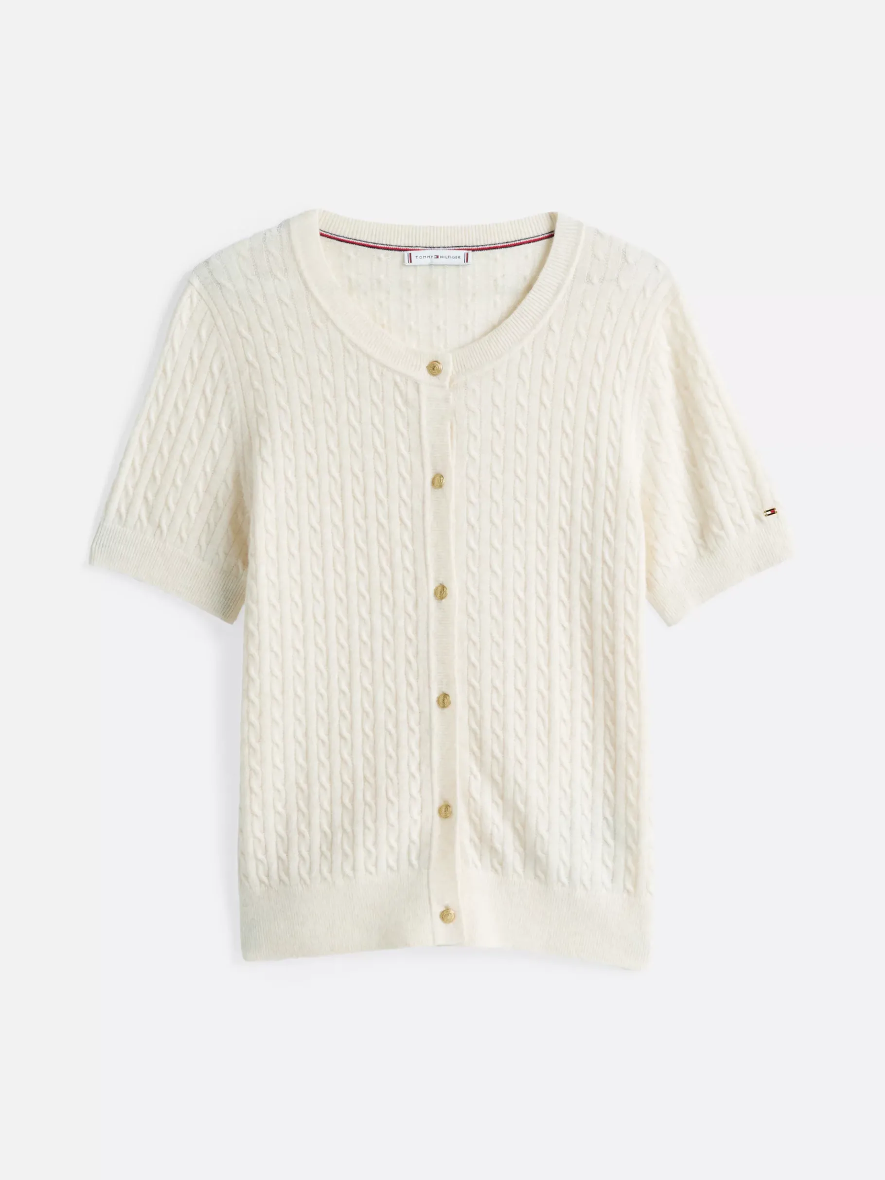 Tommy Hilfiger Kurzarm-Cardigan mit hohem Wollanteil HEATHER IVORY PETAL Store
