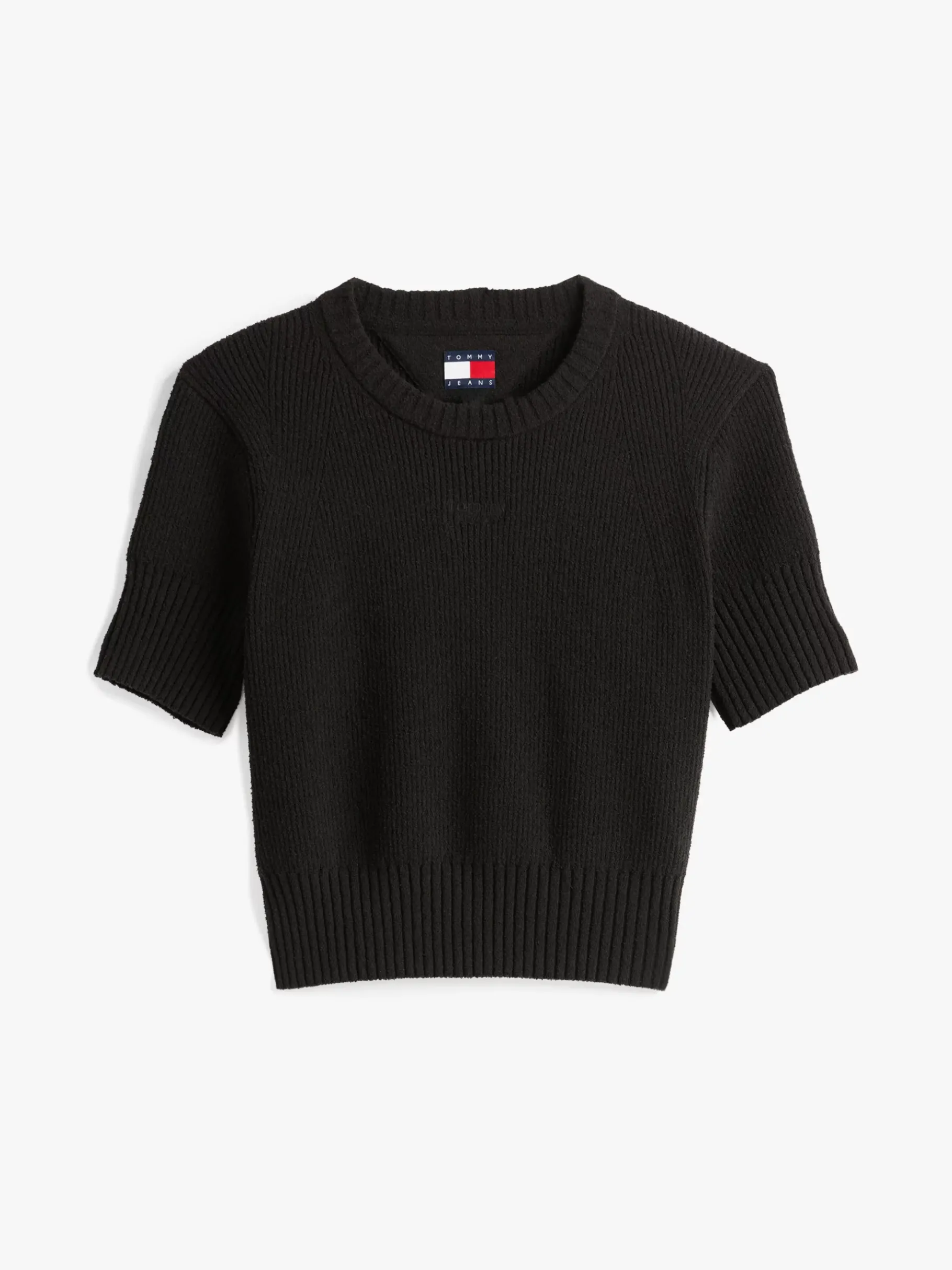 Tommy Hilfiger Kurzarm-Pullover aus Rippstrick BLACK Shop