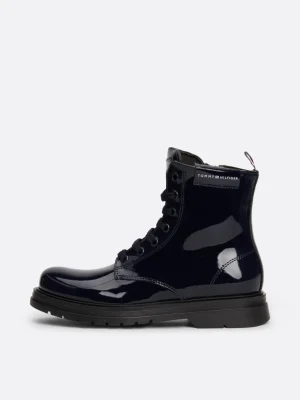 Tommy Hilfiger Lace-up Ankle Boot mit Lack-Finish BLUE Flash Sale