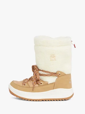 Tommy Hilfiger Lace-up Schneestiefel mit Teddy-Fleece CAMEL Online