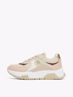 Tommy Hilfiger Lace-up Sneaker mit Mesh-Einsätzen PINK/BEIGE Cheap