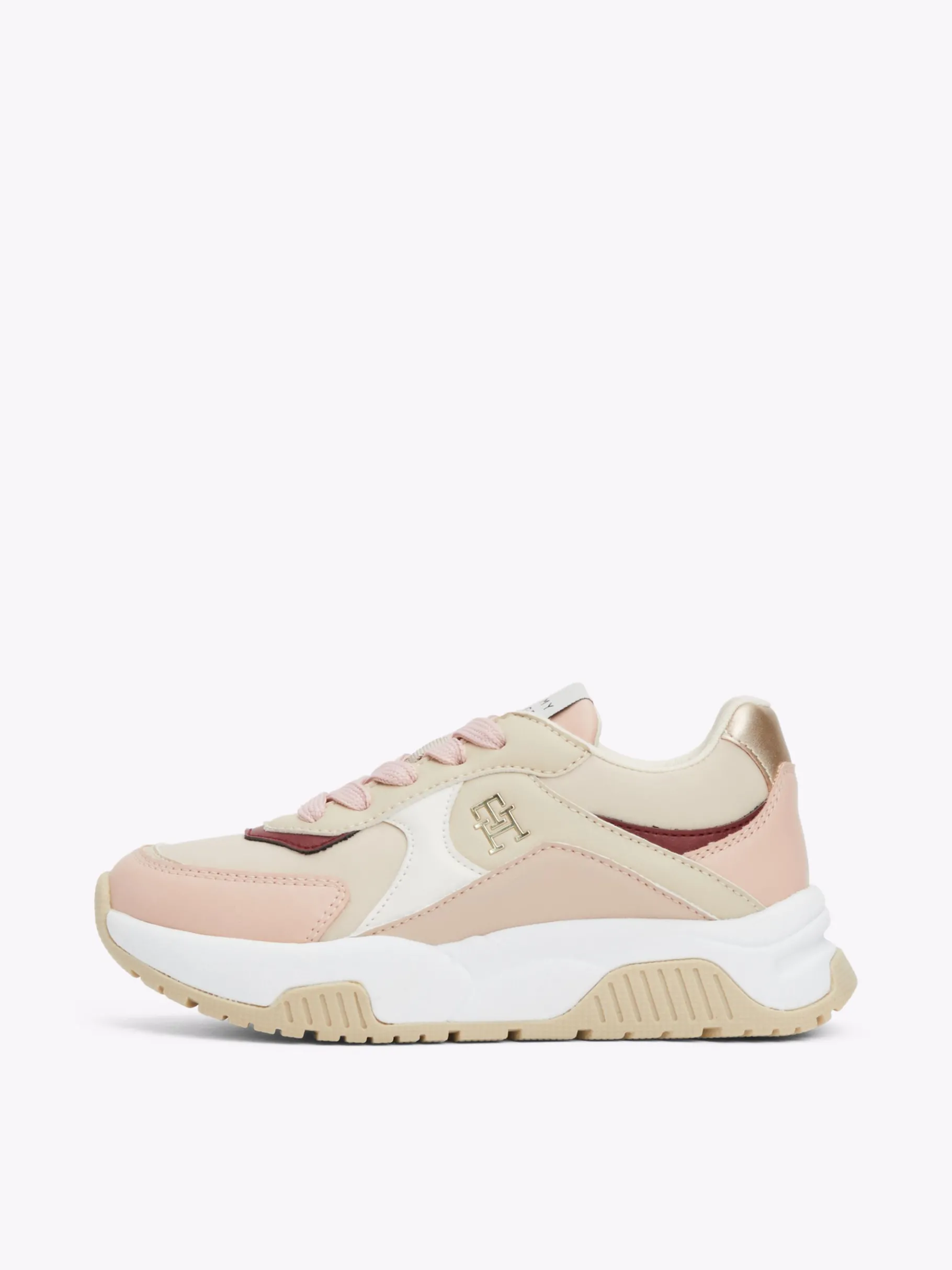 Tommy Hilfiger Lace-up Sneaker mit Mesh-Einsätzen PINK/BEIGE Cheap