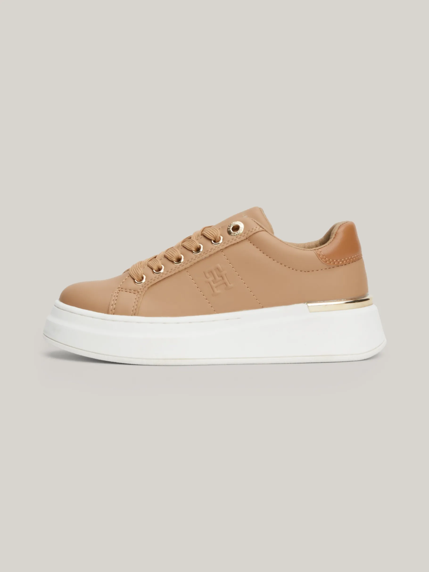 Tommy Hilfiger Lace-up Sneaker mit TH-Monogramm CAMEL Clearance