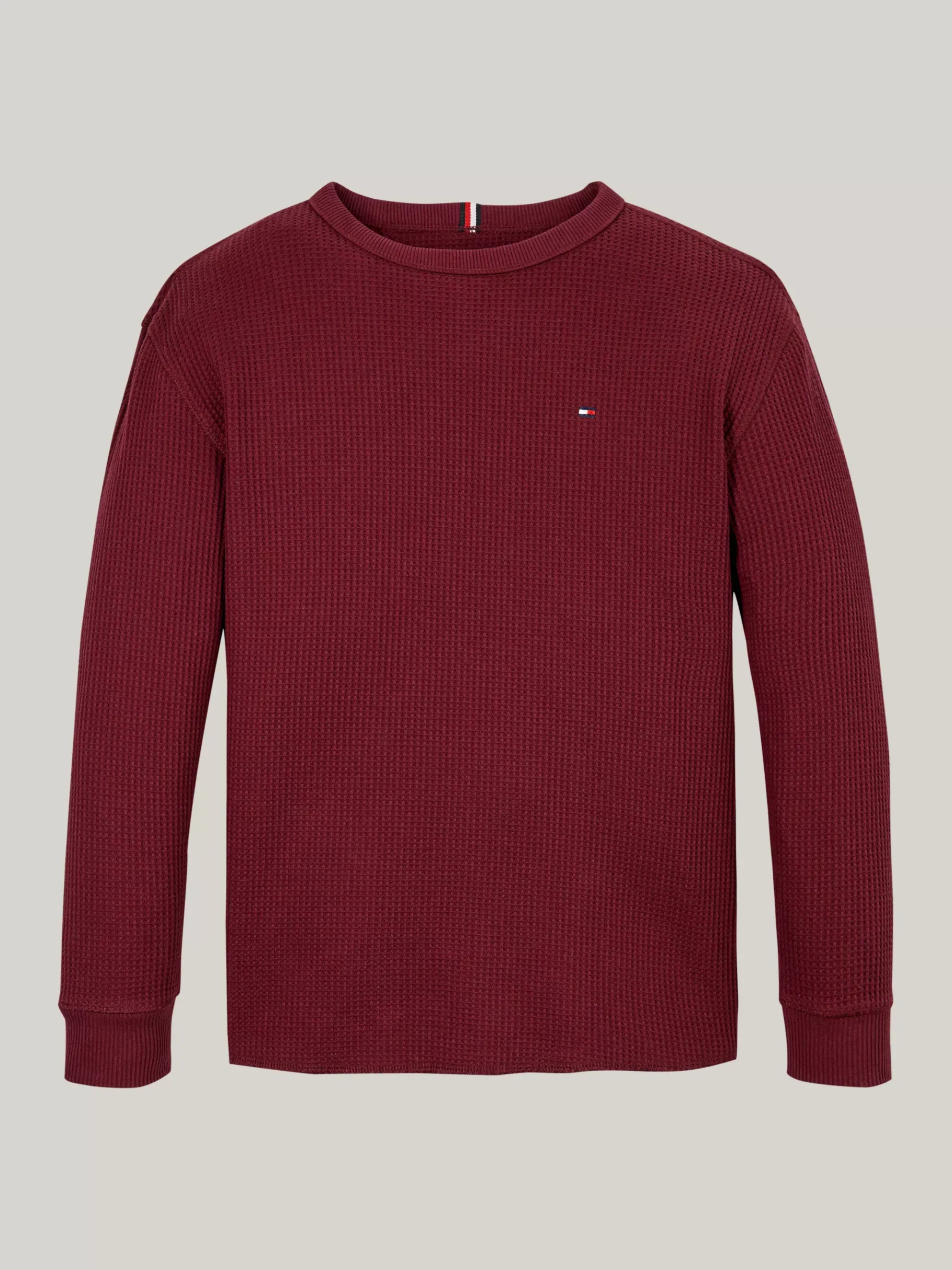 Tommy Hilfiger Langarmshirt aus Waffelstrick DEEP ROUGE Sale