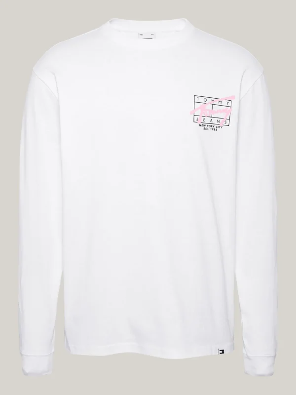 Tommy Hilfiger Langarmshirt mit Graffiti-Signatur-Logo WHITE Hot