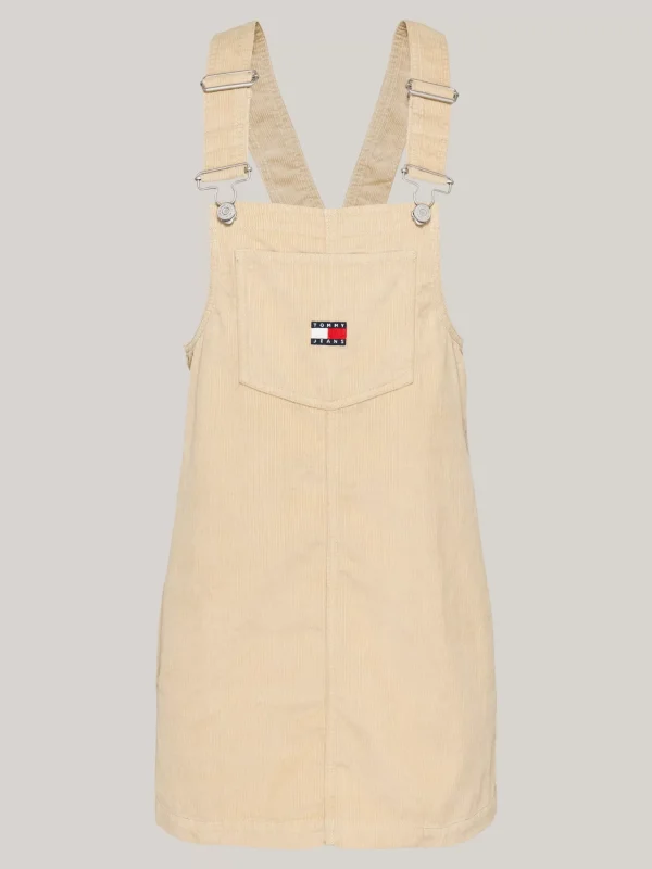 Tommy Hilfiger Latz-Minikleid aus feinem Cord GENTLE GOLD Flash Sale