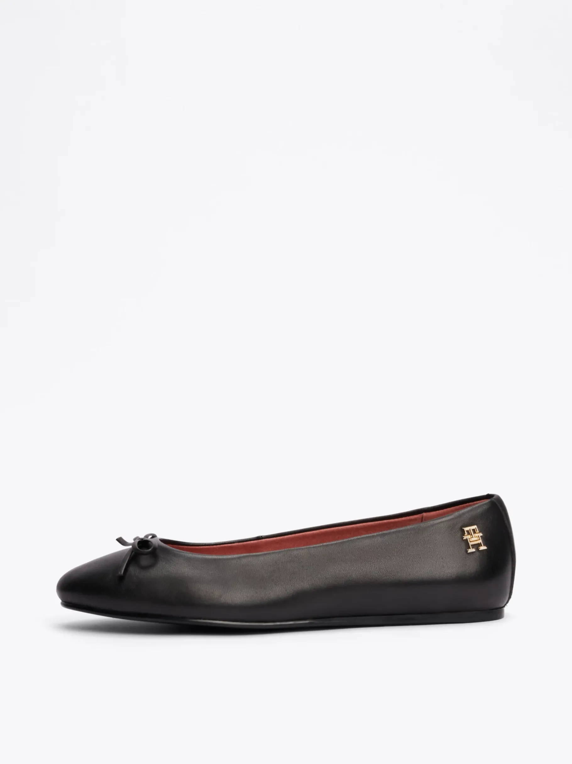 Tommy Hilfiger Leder-Ballerina mit TH-Monogramm und Schleife BLACK Hot
