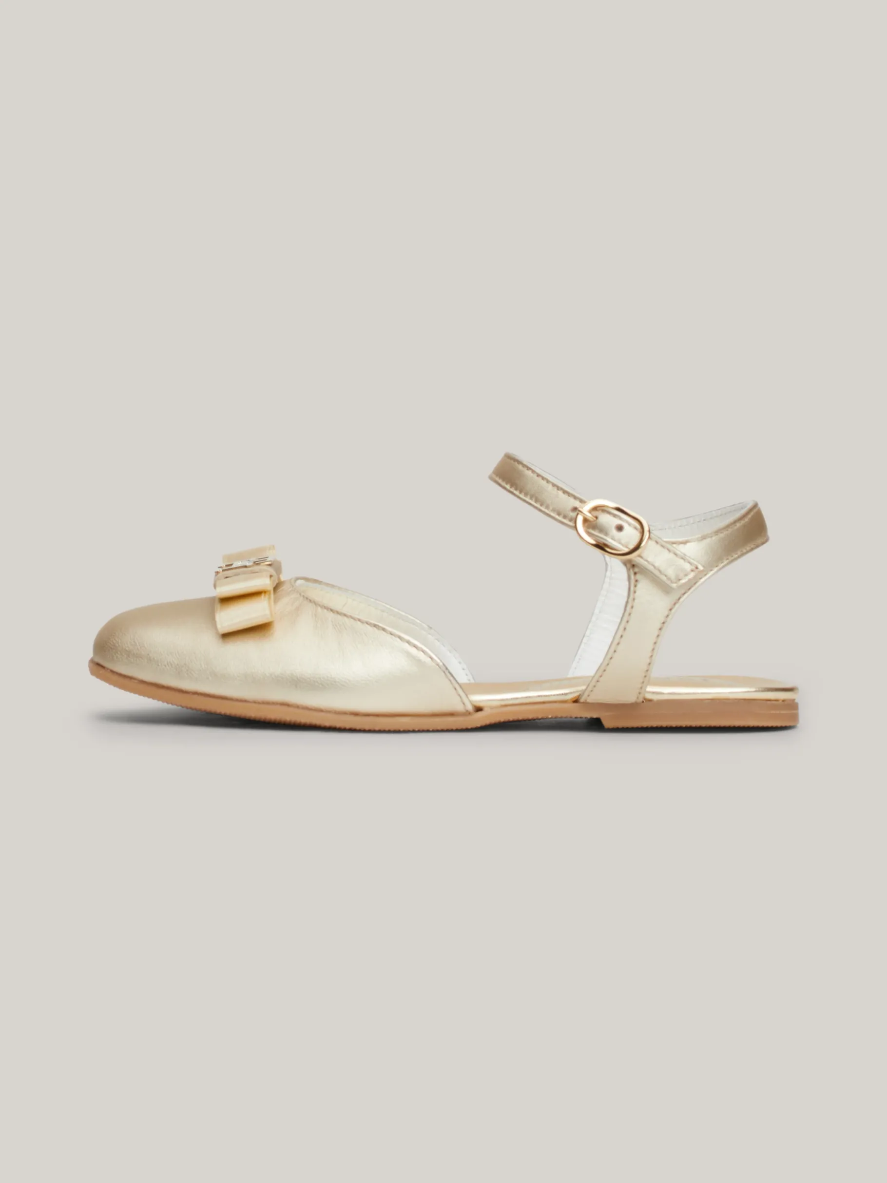 Tommy Hilfiger Leder-Ballerina mit TH-Monogramm und Schleife PLATINUM Fashion