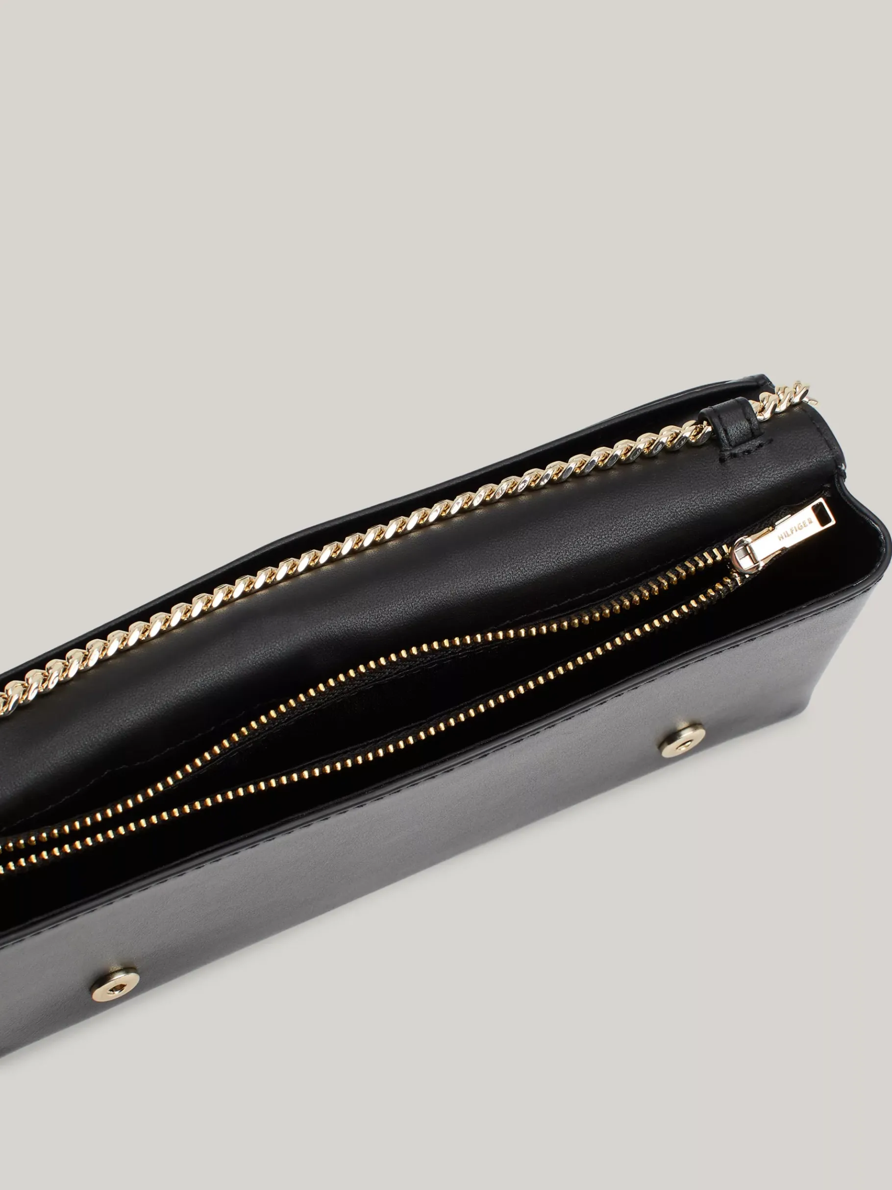 Tommy Hilfiger Leder-Clutch mit Schulterkette BLACK Fashion