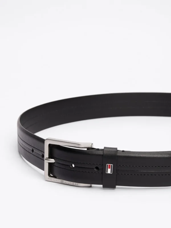 Tommy Hilfiger Ledergürtel mit Flag aus Emaille BLACK Cheap