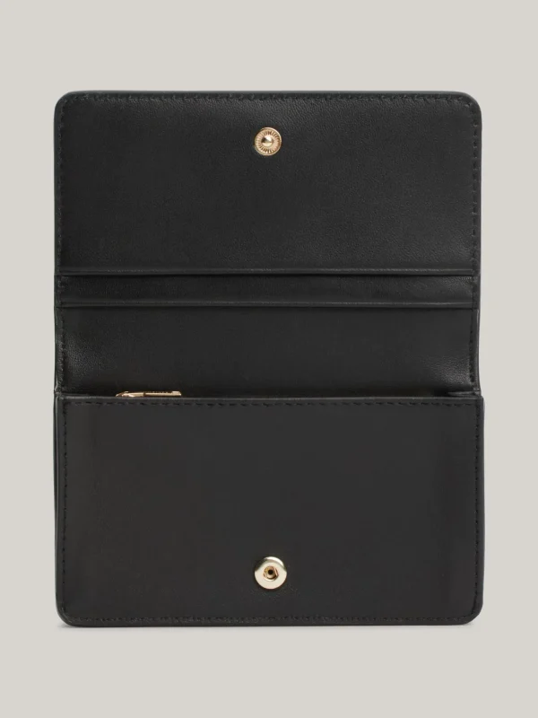 Tommy Hilfiger Leder-Klappbrieftasche mit Metall-Logo BLACK Best Sale