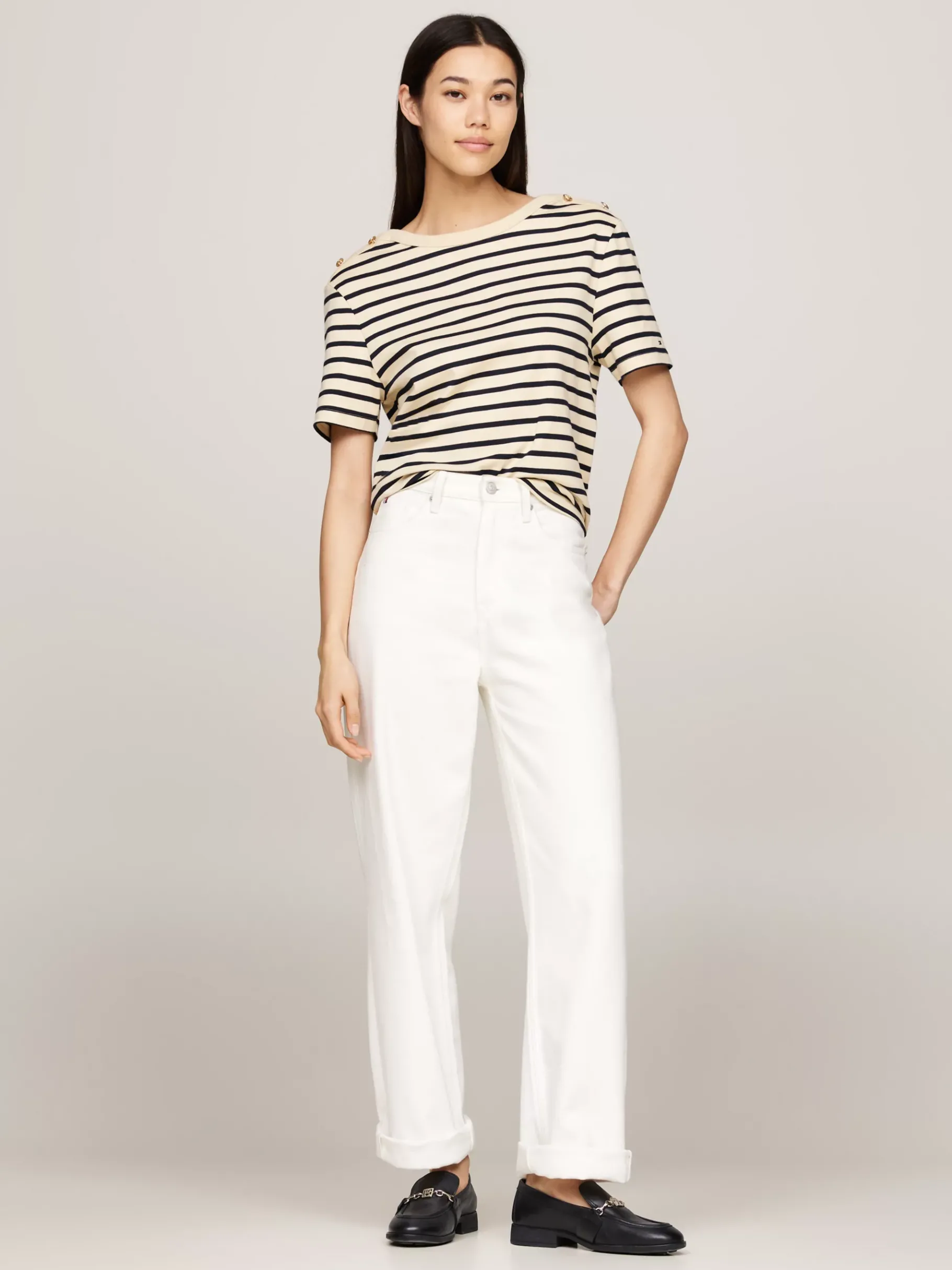 Tommy Hilfiger Leder-Loafer mit Ketten-Detail BLACK New