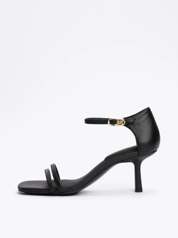 Tommy Hilfiger Leder-Pump-Sandalette mit TH-Monogramm BLACK Clearance