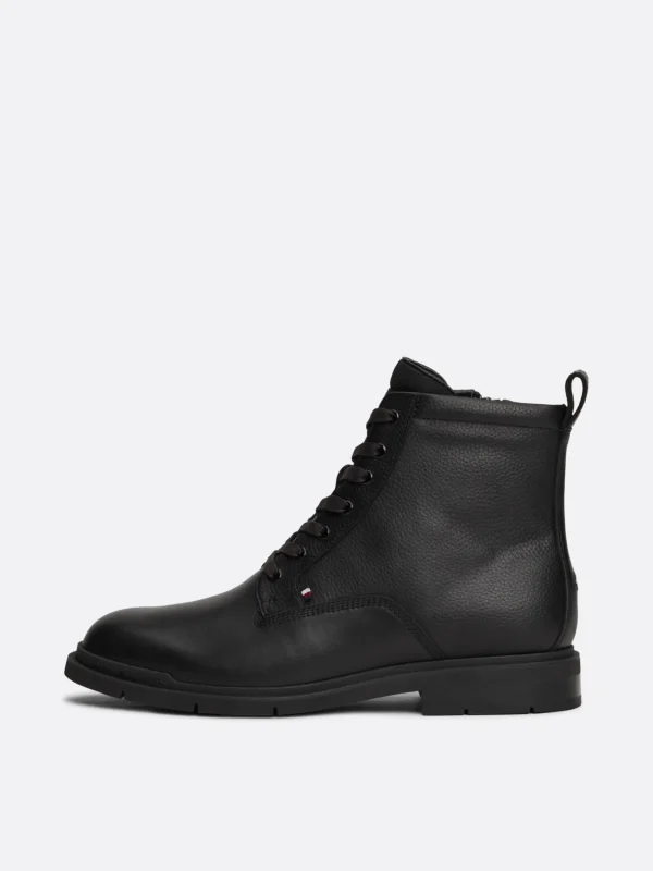 Tommy Hilfiger Leder-Schnürstiefel mit warmem Innenfutter BLACK Store