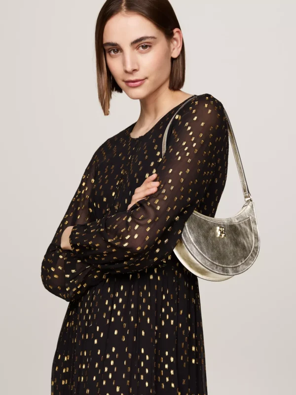 Tommy Hilfiger Leder-Schultertasche mit Metallic-Finish GOLD ALLOVER 01 Shop
