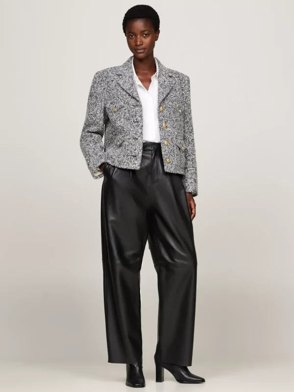 Tommy Hilfiger Lederstiefel mit Square Toe und Blockabsatz BLACK Best Sale