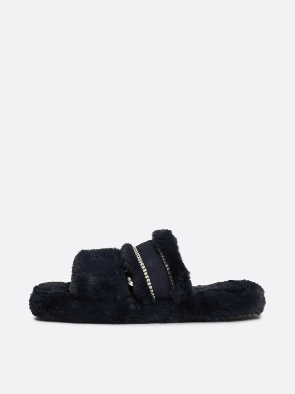 Tommy Hilfiger Logo-Hausschuh aus Kunstpelz SPACE BLUE New