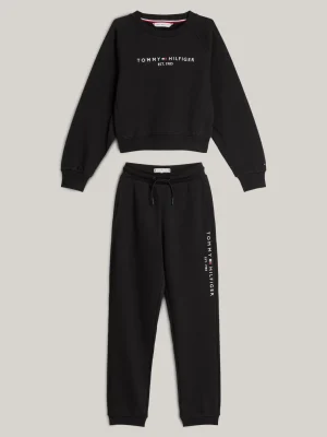 Tommy Hilfiger Logo-Sweatshirt und Jogginghose im Set BLACK Flash Sale