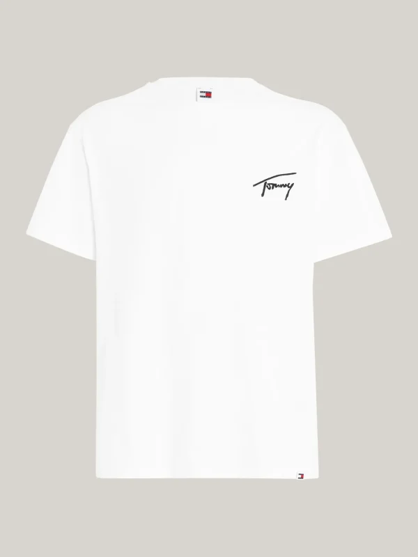 Tommy Hilfiger Logo-T-Shirt mit Rundhalsausschnitt WHITE Best Sale