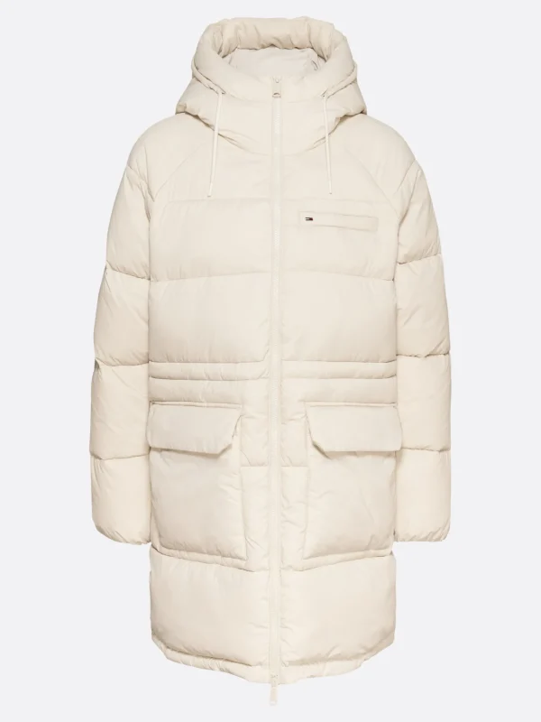 Tommy Hilfiger Longline Puffer-Jacke mit Kapuze NEWSPRINT Best